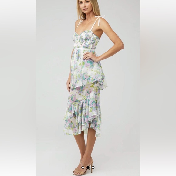 For Love And Lemons Dresses & Skirts - For Love And Lemons Meadow Maxi Strapless Floral Ruffle Dress